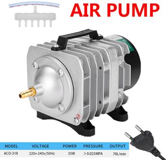 45W 70L/Min Hailea Elektromagnetische Air Compressor Aquarium Zuurstof Luchtpomp Hydrocultuur 6 Way Air Beluchter Pomp 35W