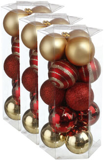 45x stuks kerstballen mix goud/rood gedecoreerd kunststof 5 cm