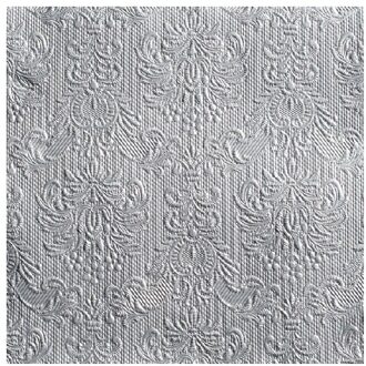 45x stuks servetten zilveren barok 3-laags