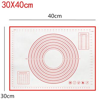 45X60cm Grote Siliconen Kneden Deeg Mat Bakken Mat Pizza Deeg Maker Gebak Keuken Gadgets Bakvormen Kneden Pad Accessoires 30x40cm rood