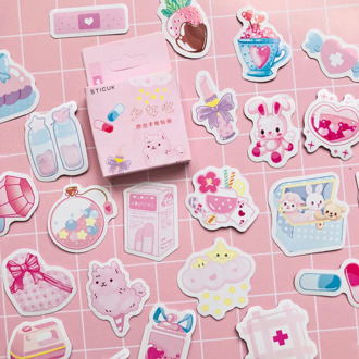 46 pcs /Box Pink Princess Girls Favourite Life Decorative Paper Stickers Decoration