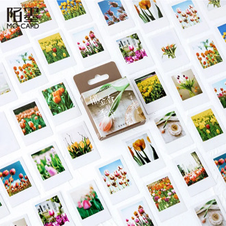 46 pcs/box Tulip season Decorative Stationery mini flower Stickers set Scrapbooking DIY Diary Album Stick Lable