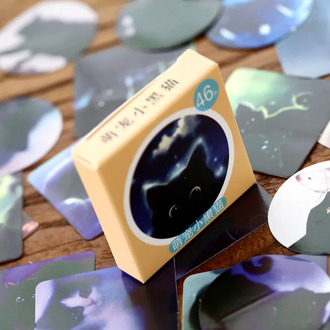 46 pcs/pack Cute Night Black Cat Label Stickers Decorative Stationery Stickers Scrapbooking DIY Diary Album Stick Lable