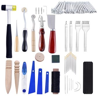 46 stks/partij DIY Leather Craft Naaien DIY Hand Naaien met Groover Priem Edge Creaser Mat Gereedschap voor Leer Werken Set
