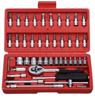 46 Stks/set Professionele Steeksleuteldop Set Hardware Auto Boot Motorfiets Repareren Gereedschap Kit Multitool Handgereedschap Auto-Styling