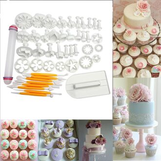 46 Stuks Fondant Cake Decorating Gereedschap Gumpaste Embossing Modellering Craft Koken Keuken Gadgets Styling Gereedschap Accessoires