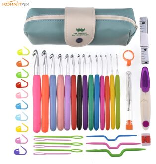 46Pcs 8/9/10Mm Koknit Pack Haaknaalden Set Big Size Soft Handvat Haak Naalden Garen weave Breinaalden Set Met Zak