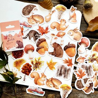 46pcs/box Lovely Autumn forest animals Stickers Cartoon Sticker DIY Diary Stationery Sticker for Childrene DIY Stickers