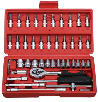 46Pcs High-carbon Steel Combination Tool Set Wrench Socket Spanner Screwdriver Household Motorcycle Car Repair Tools