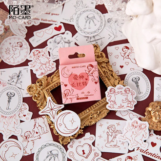 46pcs/pack Lovely Cupido Kawaii Diary Handmade Adhesive Paper Flake Sticker Scrapbooking Stationery Decor Diy