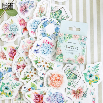 46pcs/pack Romantic Flowers Plants Decorative Sticker Set Diary Album Label Sticker Diy Scrapbooking Stationery Stickers Escolar