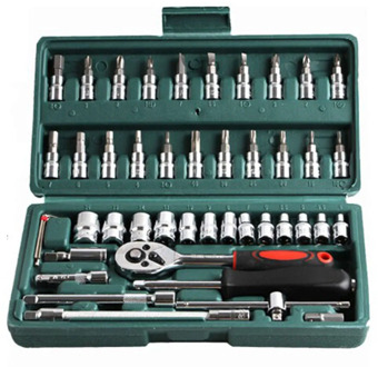 46pcs Ratchet Socket Wrench Set 1/4 Drive Ratchet Spanner Hex Bit Socket Kit Car Auto Repair Tools Combo Set