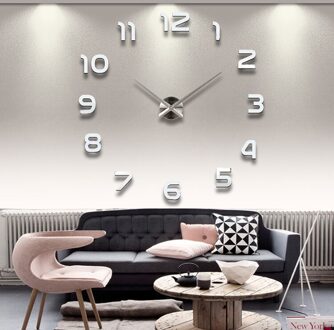 47 Inch Klok Horloge Wandklokken Horloge 3d Diy Acryl Spiegel Stickers Home Decoratie Woonkamer Quartz Naald Goud