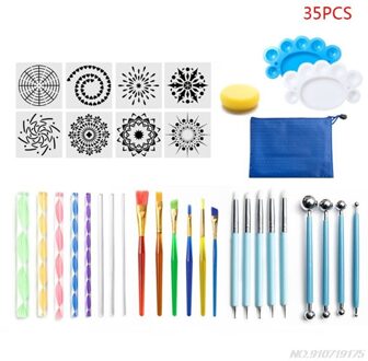 47 Stks/set Mandala Puntjes Gereedschap Voor Schilderen Rock Steen Pen Stencil Template Borstel Kit N27 20 23