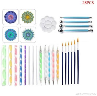 47 Stks/set Mandala Puntjes Gereedschap Voor Schilderen Rock Steen Pen Stencil Template Borstel Kit N27 20 25