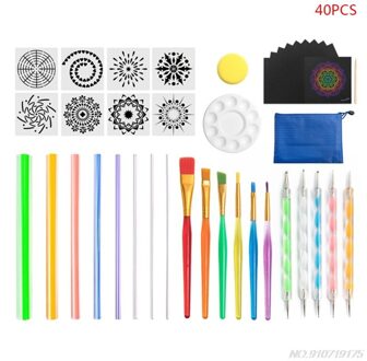 47 Stks/set Mandala Puntjes Gereedschap Voor Schilderen Rock Steen Pen Stencil Template Borstel Kit N27 20 29