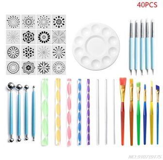 47 Stks/set Mandala Puntjes Gereedschap Voor Schilderen Rock Steen Pen Stencil Template Borstel Kit N27 20