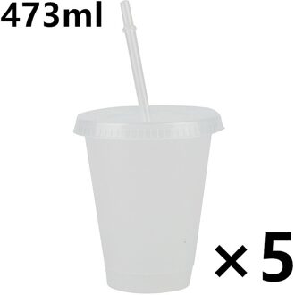 473/700Ml Kleur Veranderende Cup Food Grade Pp Milieuvriendelijke Niet-giftige Duurzaam Confetti Herbruikbare Plastic Tumbler Met deksel Drinkware 06 473ml 5stk