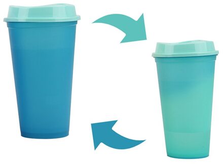 473Ml/16Floz Herbruikbare Plastic Water Fles Temperatuur Kleur Veranderende Koud Kopje Koffie Mok Tumble Mokken Koffie cups blauw to groen