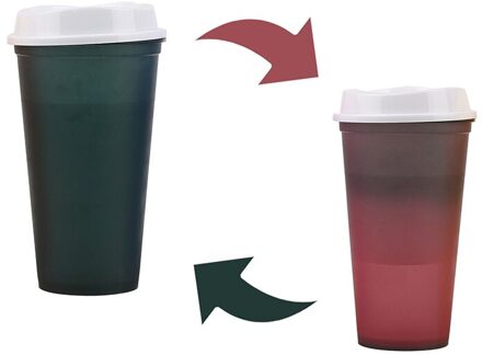 473Ml/16Floz Herbruikbare Plastic Water Fles Temperatuur Kleur Veranderende Koud Kopje Koffie Mok Tumble Mokken Koffie cups zwart turns rood