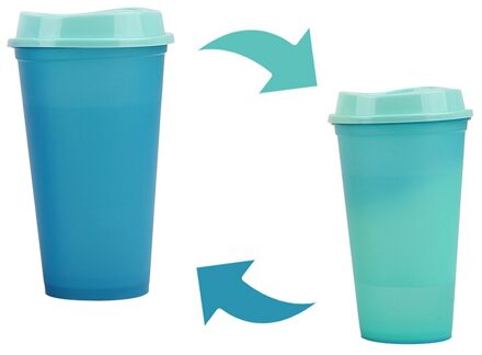 473Ml/16Floz Plastic Temperatuurverandering Kleur Kopjes Koud Water Kleur Veranderende Koffie Cup Mok Flessen Mokken koffie Cups blauw to groen