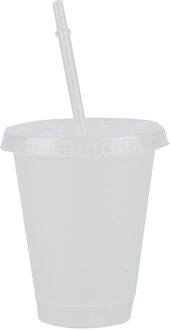 473Ml 5Pcs Herbruikbare Cups Plastic Tumbler Met Deksel Transparant Stro Cup Koude Kopjes Kerstcadeau Kithchen Drink Supplies