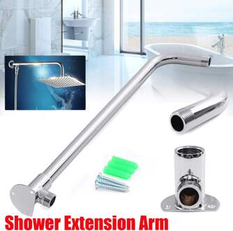 475Mm Douchekop Extension Arm Kit Zilver Wall Mounted Douche Arm Bottom Entry Mount Base Voor Thuis Badkamer Hardware