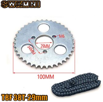 47cc 49cc T8F Chain 136 Links En 38 54 74 Tanden Keten Plaat Tandwiel Voor Mini Moto Atv quad 2 Takt Motor Onderdelen T8F 38T-29mm reeks