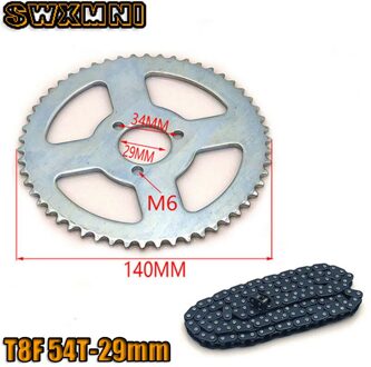 47cc 49cc T8F Chain 136 Links En 38 54 74 Tanden Keten Plaat Tandwiel Voor Mini Moto Atv quad 2 Takt Motor Onderdelen T8F 54T-29mm reeks