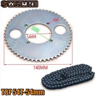 47cc 49cc T8F Chain 136 Links En 38 54 74 Tanden Keten Plaat Tandwiel Voor Mini Moto Atv quad 2 Takt Motor Onderdelen T8F 54T-54mm reeks