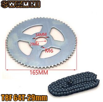 47cc 49cc T8F Chain 136 Links En 38 54 74 Tanden Keten Plaat Tandwiel Voor Mini Moto Atv quad 2 Takt Motor Onderdelen T8F 64T-29mm reeks