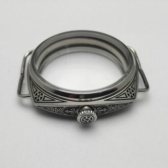 47Mm 316L Rvs Gesneden Hand-Kronkelende Gepolijst Horloge Case Voor Seagull ST36 Eta 6497/ 6498 Horloge beweging Reparatie Onderdelen