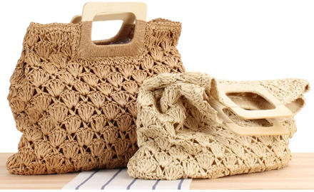 47x39CM Retro Hand-woven Bag Large Capacity Handbag Hollow Straw Bag Ins Seaside Vacation Beach Bag a7128