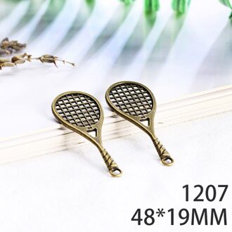 48*19mm 5pcs Dubbelzijdig Tennisracket Lichtmetalen Hanger Voor Diy Sieraden Maken 2 Kleuren Antieke zilver Antiek Brons No.1 1207 antiek bronzen
