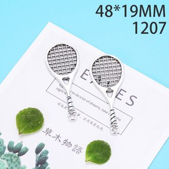 48*19mm 5pcs Dubbelzijdig Tennisracket Lichtmetalen Hanger Voor Diy Sieraden Maken 2 Kleuren Antieke zilver Antiek Brons No.1 1207 antiek zilver