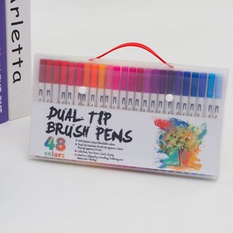 48 Kleuren Dual Tip Borstel Marker Pennen Fineliner Aquarel Art Markers Kalligrafie Kleurplaten Tekening Art Supplies
