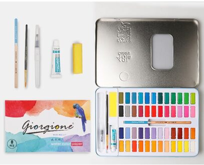 48 Kleuren Solid Aquarel Set Basic Neon Glitter Aquarel Pigment 7Pcs Kit Voor Tekening Art Verf Levert Diy Art levert 7stk reeks blauw