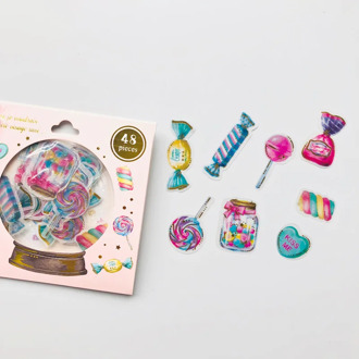 48 pcs /Bag Sweet Candy Hot Stamping Decorative Stickers