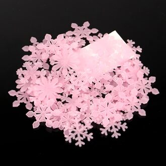 48 stks/set Kleurrijke Lichtgevende Thuis Sneeuwvlok Muursticker Glow In The Dark Decal voor Kids Baby Kamers Fluorescerende Stickers Decor Roze