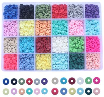 4800Pcs 24 Kleuren 6Mm Platte Ronde Polymer Klei Schijven Losse Spacer Kralen Voor Diy Sieraden Maken Craft Bohemian armband 32CF