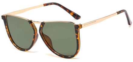 48041 Persoonlijkheid Polygon Metalen Zonnebril Mannen Vrouwen Shades UV400 Vintage Bril C13 luipaard