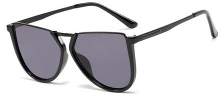 48041 Persoonlijkheid Polygon Metalen Zonnebril Mannen Vrouwen Shades UV400 Vintage Bril C4 zwart zwart
