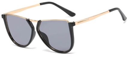 48041 Persoonlijkheid Polygon Metalen Zonnebril Mannen Vrouwen Shades UV400 Vintage Bril C5 goud zwart