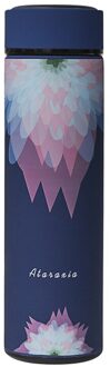 480Ml Draagbare Reizen Koffie Mok Thermoskan Thermo Fles Water Auto Mok Thermocup Winter Rvs Tumbler Cup blauw bloem