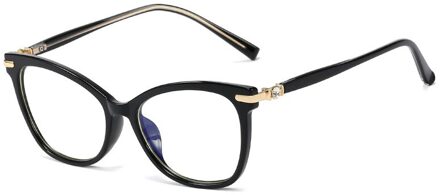 48243 TR90 Anti Blauw Licht Brilmonturen Cat Eye Diamond Vrouwen Optische Mode Computer Bril C4Black