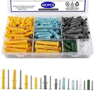482Pcs Muur Plug Diverse Ruwe Rawl Stekkers Met Tikken Schroeven Set M3.5 M4.2 M5 M6 M3.5 M4.2 M6 Zelf-Schroeven