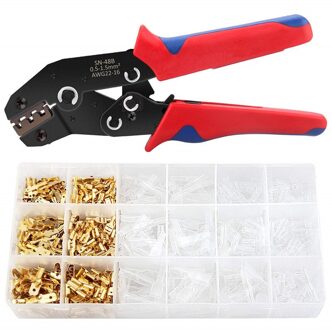 48B Krimpen Tang Set Naald Klem Draad Connector Crimper Boxed Kit Met 600Pcs Insert Voorjaar Terminal Koude Compressie Nijptang Plier en Terminal