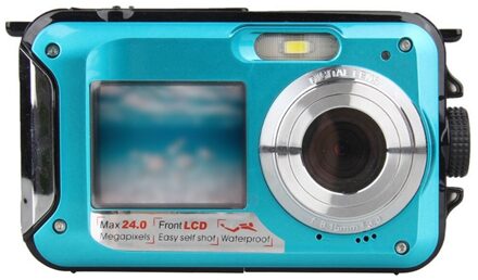 48MP Onderwater Waterdichte Digitale Camera Dual Screen Video Camcorder Punt En Scheuten Voor Snorkelen Zwemmen Surfen Drifting blauw