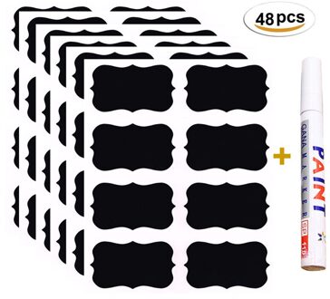 48Pcs Keuken Label Stickers Organizer Wit Krijt Marker Waterdicht Hergebruikt Potten Glazen Flessen Schoolbord Etiketten Voor Home Decor