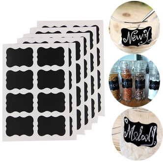 48pcs/Lot Black Chalk Pen Chalkboard Sticker Home Kitchen Bar Bottle Cup Label Tags DIY Planner Album Adhesive Stickers